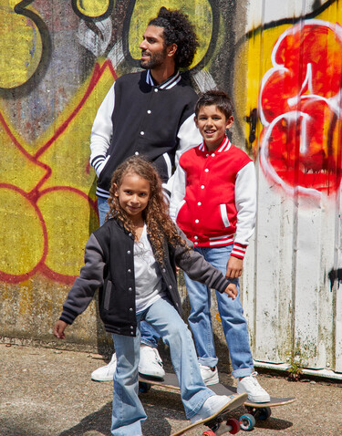 SG Originals Varsity Jacket Kids, Dark Black/Light Oxford, 104 (3-4/S) bedrucken, Art.-Nr. 218521543