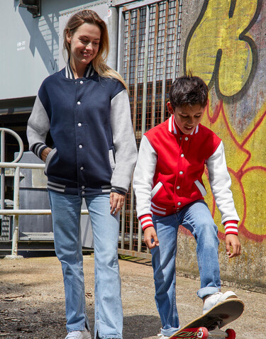 SG Originals Varsity Jacket Kids, Navy/Snowwhite, 140 (9-10/XL) bedrucken, Art.-Nr. 218522506