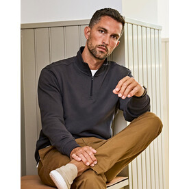 Tee Jays Ribbed Interlock Half Zip, Black, S bedrucken, Art.-Nr. 218541013