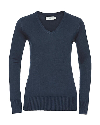 Russell Europe Ladies’ V-Neck Knitted Pullover, French Navy, 2XS bedrucken, Art.-Nr. 219002011