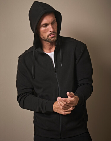 Tee Jays Ribbed Interlock Hooded Full Zip, Black, L bedrucken, Art.-Nr. 219541015