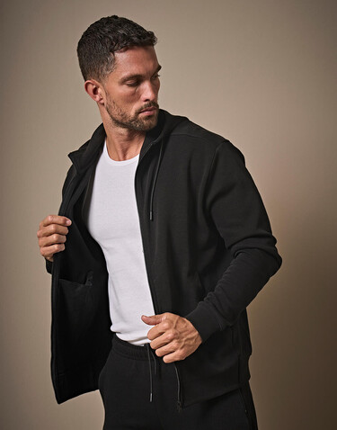 Tee Jays Ribbed Interlock Hooded Full Zip, Black, L bedrucken, Art.-Nr. 219541015