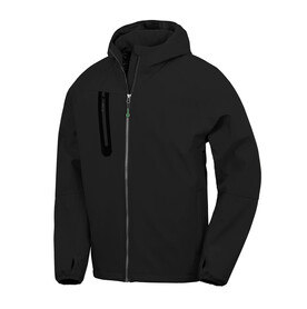 Result 3-Layer Recycled Printable Casual Hooded Softshell, Black/Black, S bedrucken, Art.-Nr. 222331772