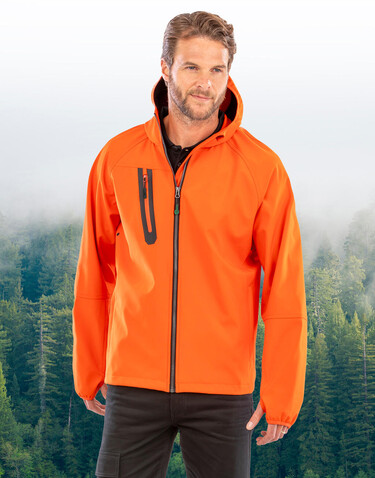 Result 3-Layer Recycled Printable Casual Hooded Softshell, Orange/Navy, L bedrucken, Art.-Nr. 222334654