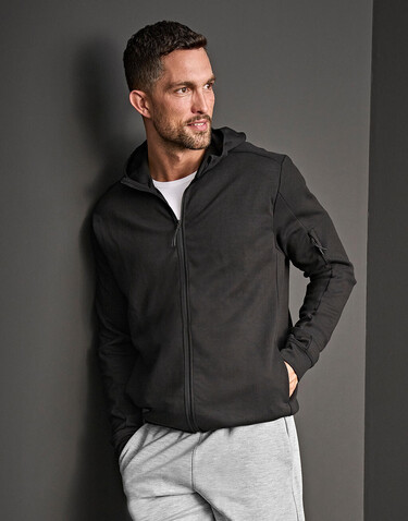 Tee Jays Athletic Hooded Full Zip Sweat, Heather Grey, XS bedrucken, Art.-Nr. 223541232