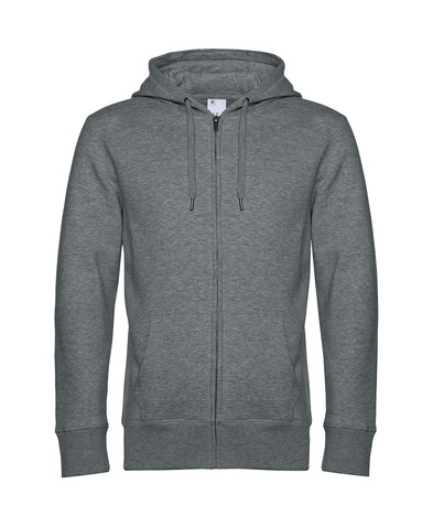 B &amp; C KING Zipped Hood, Heather Mid Grey, XL bedrucken, Art.-Nr. 246421216