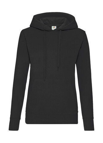 Fruit of the Loom Ladies` Classic Hooded Sweat, Black, M bedrucken, Art.-Nr. 249011014