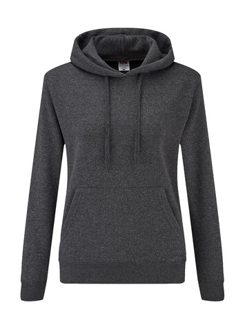 Fruit of the Loom Ladies` Classic Hooded Sweat, Dark Heather Grey, S bedrucken, Art.-Nr. 249011263