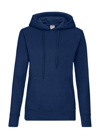 Fruit of the Loom Ladies` Classic Hooded Sweat, Navy, S bedrucken, Art.-Nr. 249012003