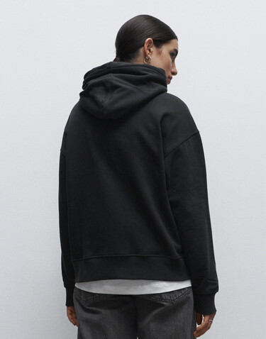 True Blanks Womens Oversized Hoodie, Off Black, M bedrucken, Art.-Nr. 252411024