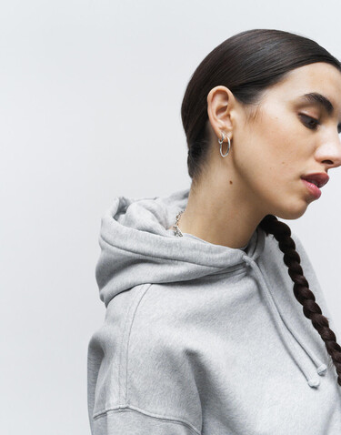 True Blanks Womens Oversized Hoodie, Grey Melange, XS bedrucken, Art.-Nr. 252411132