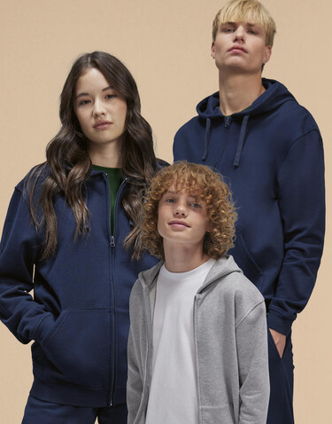 B &amp; C ID.334 Zip Hood /kids, Black, 5/6 (110/116) bedrucken, Art.-Nr. 253421014