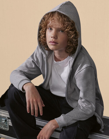 B &amp; C ID.334 Zip Hood /kids, Black, 5/6 (110/116) bedrucken, Art.-Nr. 253421014