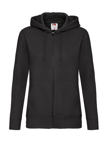 Fruit of the Loom Premium Hooded Sweat Jacket Lady-Fit, Black, XS (8) bedrucken, Art.-Nr. 254011012