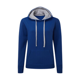 SG Contrast Hooded Sweatshirt Women, Royal/Light Oxford, XS bedrucken, Art.-Nr. 254523652