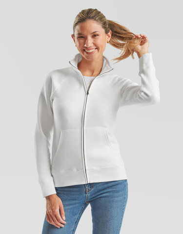 Fruit of the Loom Ladies` Premium Sweat Jacket, White, L bedrucken, Art.-Nr. 256010005