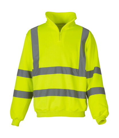 Yoko Fluo 1/4 Zip Sweat Shirt, Fluo Yellow, XL bedrucken, Art.-Nr. 261776056