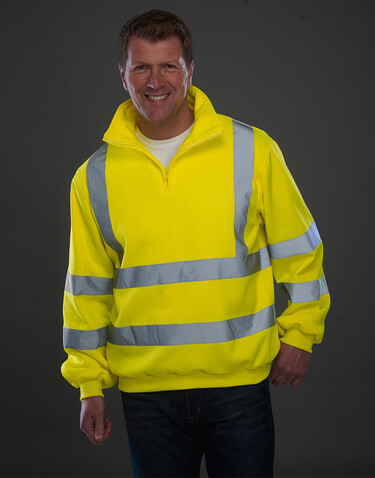 Yoko Fluo 1/4 Zip Sweat Shirt, Fluo Orange, 2XL bedrucken, Art.-Nr. 261774057