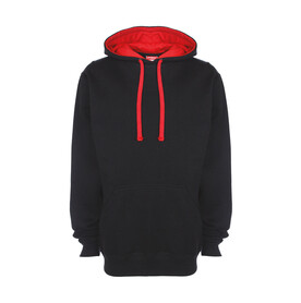 FDM Contrast Hoodie, Black/Fire Red, S bedrucken, Art.-Nr. 281551543