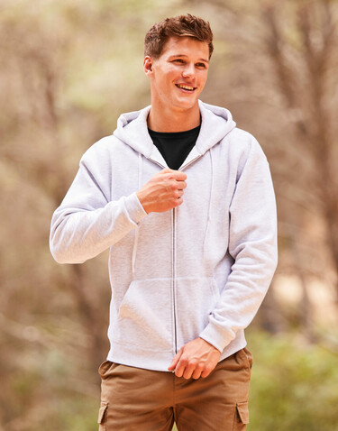 Fruit of the Loom Premium Hooded Zip Sweat, Heather Grey, 4XL bedrucken, Art.-Nr. 293011239