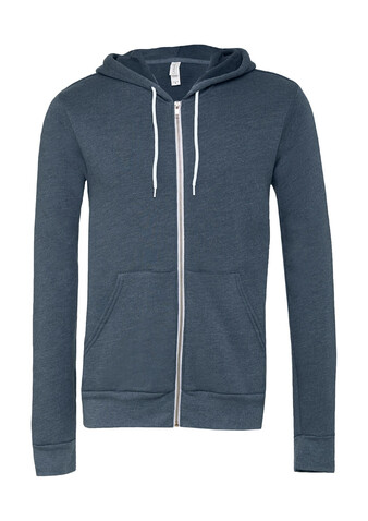 Bella Unisex Poly-Cotton Full Zip Hoodie, Heather Navy, S bedrucken, Art.-Nr. 293062043