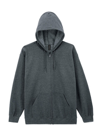 Gildan Heavy Blend Adult Full Zip Hooded Sweat, Dark Heather, 2XL bedrucken, Art.-Nr. 293091267