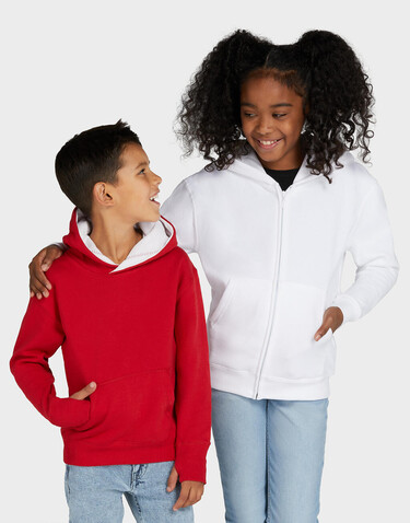 SG Hooded Full Zip Kids, White, 140 (9-10/XL) bedrucken, Art.-Nr. 298520006