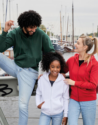 SG Hooded Full Zip Kids, White, 116 (5-6/M) bedrucken, Art.-Nr. 298520004