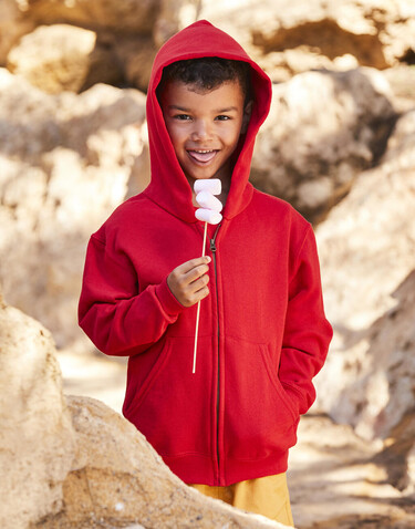 Fruit of the Loom Kids` Classic Hooded Sweat Jacket, Azure Blue, 128 (7-8) bedrucken, Art.-Nr. 299013105