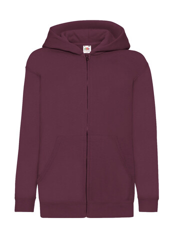 Fruit of the Loom Kids` Classic Hooded Sweat Jacket, Burgundy, 128 (7-8) bedrucken, Art.-Nr. 299014485