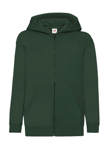 Fruit of the Loom Kids` Classic Hooded Sweat Jacket, Bottle Green, 140 (9-11) bedrucken, Art.-Nr. 299015406
