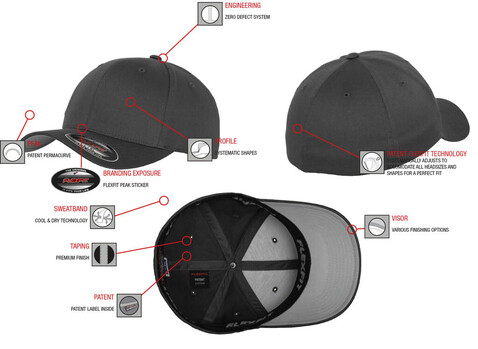 Flexfit Fitted Baseball Cap, Royal, S/M bedrucken, Art.-Nr. 305683001