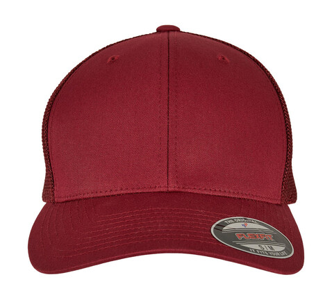 Flexfit Mesh Cotton Twill Trucker Cap, Cranberry, L/XL bedrucken, Art.-Nr. 302684282