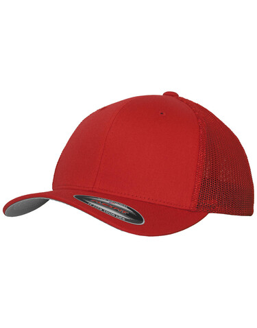 Flexfit Mesh Cotton Twill Trucker Cap, Cranberry, L/XL bedrucken, Art.-Nr. 302684282