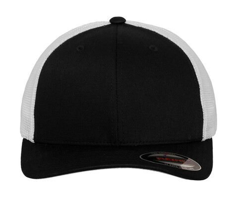 Flexfit Mesh Trucker 2-Tone Cap, Black/White, S/M bedrucken, Art.-Nr. 303681501