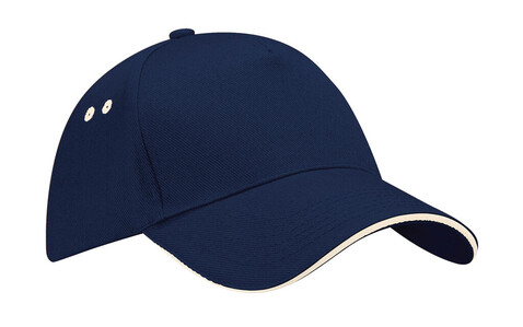 Beechfield Ultimate 5 Panel Cap - Sandwich Peak, French Navy/Putty, One Size bedrucken, Art.-Nr. 303692560