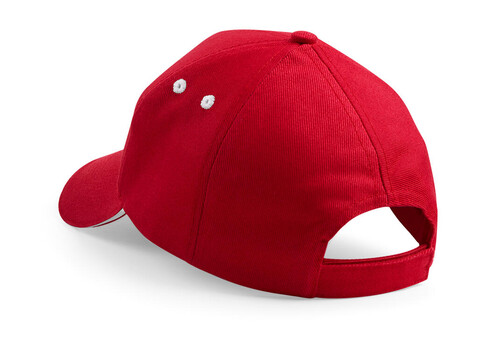 Beechfield Ultimate 5 Panel Cap - Sandwich Peak, White/French Navy, One Size bedrucken, Art.-Nr. 303690530