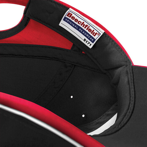 Beechfield Teamwear Competition Cap, Black/Classic Red, One Size bedrucken, Art.-Nr. 317691540