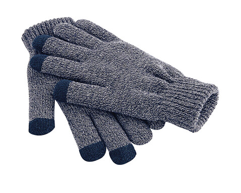 Beechfield TouchScreen Smart Gloves, Heather Navy, L/XL bedrucken, Art.-Nr. 324692062