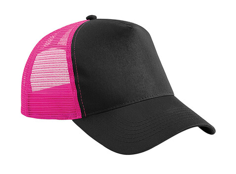 Beechfield Snapback Trucker, Black/Fuchsia, One Size bedrucken, Art.-Nr. 328691700