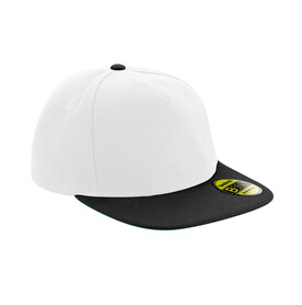 Beechfield Original Flat Peak Snapback, White/Black, One Size bedrucken, Art.-Nr. 331690560