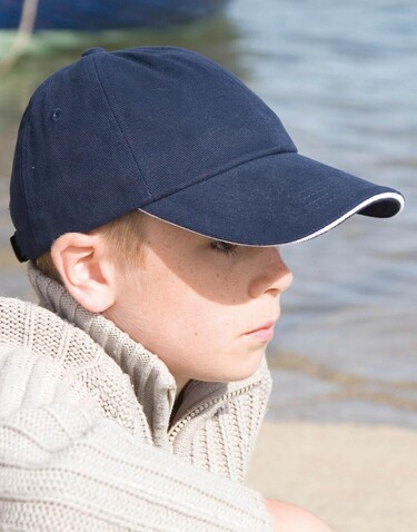 Result Caps Junior Brushed Cotton Cap, Black/Red, One Size bedrucken, Art.-Nr. 334341540