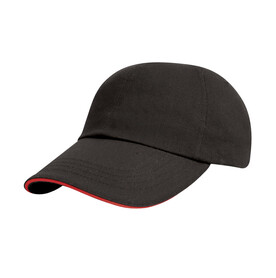 Result Caps Junior Brushed Cotton Cap, Black/Red, One Size bedrucken, Art.-Nr. 334341540