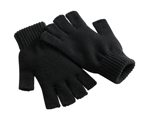 Beechfield Fingerless Gloves, Black, S/M bedrucken, Art.-Nr. 340691011