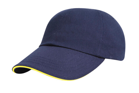 Result Caps Brushed Cotton Sandwich Cap, Navy/Yellow, One Size bedrucken, Art.-Nr. 342342720