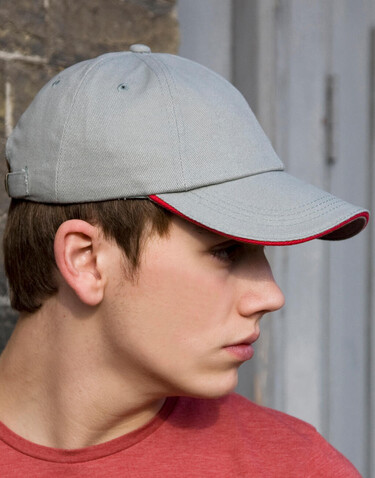 Result Caps Brushed Cotton Sandwich Cap, Red/Black, One Size bedrucken, Art.-Nr. 342344510