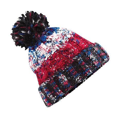 Beechfield Corkscrew Pom Pom Beanie, Black Jacks, One Size bedrucken, Art.-Nr. 369691070
