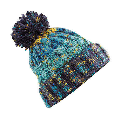Beechfield Corkscrew Pom Pom Beanie, Marine Splash, One Size bedrucken, Art.-Nr. 369692080