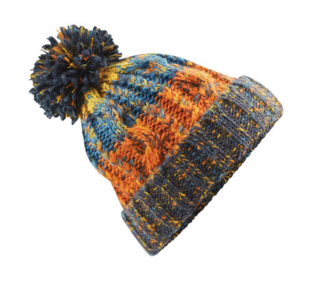 Beechfield Corkscrew Pom Pom Beanie, Retro Blues, One Size bedrucken, Art.-Nr. 369693610