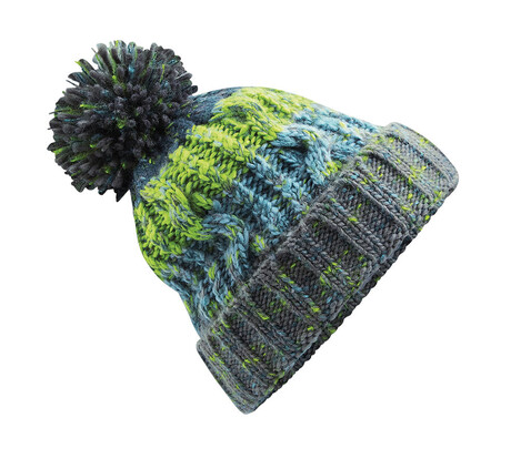 Beechfield Corkscrew Pom Pom Beanie, Electric Grey, One Size bedrucken, Art.-Nr. 369693630